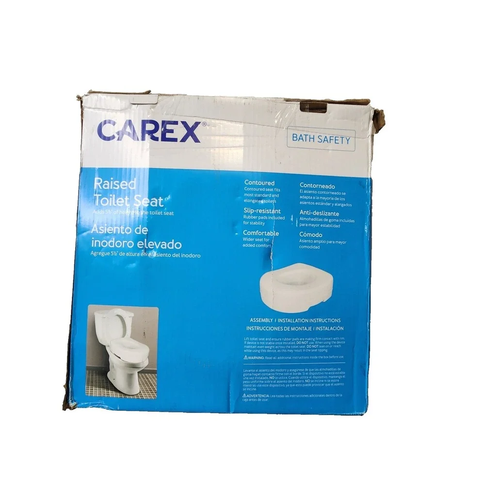 Carex White Plastic Raised Toilet‎ Seat 5-1/2